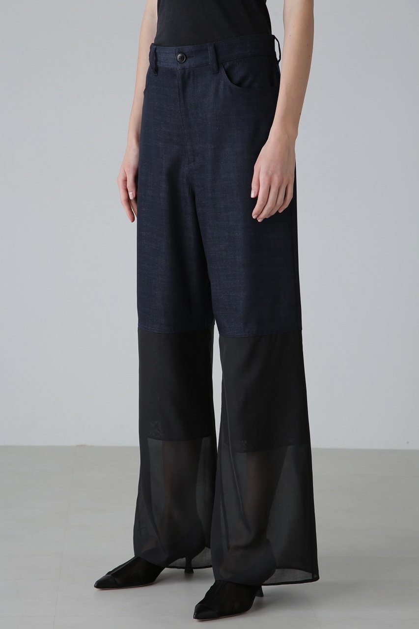 【アドーア/ADORE】のハイブリッドデニムパンツ 人気、トレンドファッション・服の通販 founy(ファニー) 　ファッション　Fashion　レディースファッション　Fashion for Women　パンツ　Pants & Trousers　デニムパンツ・ジーンズ・美脚デニム　Denim Jeans & Pants　シアー　Sheer, See-Through　ストレート　Straight, Straight Cut　デニム　Denim, Jeans Material　ポケット　Pocket, Pocket Detail　ヨーク　Yoke, Yoke Design　other-7|ID: prp329100004427308 ipo3291000000032910984