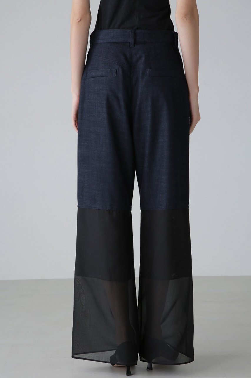 【アドーア/ADORE】のハイブリッドデニムパンツ 人気、トレンドファッション・服の通販 founy(ファニー) 　ファッション　Fashion　レディースファッション　Fashion for Women　パンツ　Pants & Trousers　デニムパンツ・ジーンズ・美脚デニム　Denim Jeans & Pants　シアー　Sheer, See-Through　ストレート　Straight, Straight Cut　デニム　Denim, Jeans Material　ポケット　Pocket, Pocket Detail　ヨーク　Yoke, Yoke Design　other-8|ID: prp329100004427308 ipo3291000000036003664