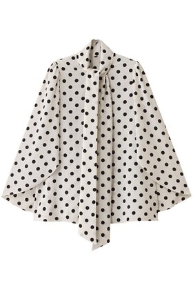 【エムフィル/M Fil】のドットヘビーデシン ボウタイケープブラウス 人気、トレンドファッション・服の通販 founy(ファニー) ファッション Fashion レディースファッション Fashion for Women トップス・カットソー Cut & Sew Tops シャツ・ブラウス・オフィスカジュアル Elegant Blouses & Button-Ups エレガント 上品 Elegant シンプル Simple, Minimal スリーブ Sleeve, Long Sleeve / Short Sleeve ドット Polka Dot, Dot Pattern ドレープ Drape, Draping Fabric バランス Balance, Style Balance ロング Long, Long-Length 夏 Summer 春 Spring S/S・春夏 SS, Spring/Summer, Warm Season |ID:prp329100004428651