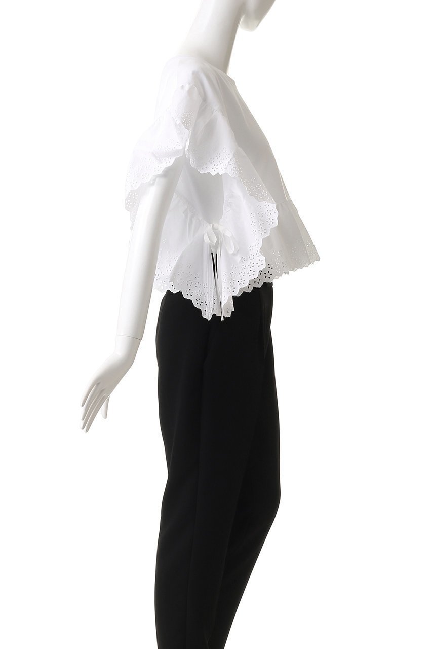 【ルール ロジェット/leur logette】のコットンフリルズトップ 人気、トレンドファッション・服の通販 founy(ファニー) 　ファッション　Fashion　レディースファッション　Fashion for Women　トップス・カットソー　Cut & Sew Tops　シャツ・ブラウス・オフィスカジュアル　Elegant Blouses & Button-Ups　ショート　Short, Short Length　シンプル　Simple, Minimal　スリーブ　Sleeve, Long Sleeve / Short Sleeve　パターン　Pattern, Design Print　フェミニン　Feminine, Girly　レース　Lace, Lace Fabric　ヴィンテージ　Vintage Style　夏　Summer　春　Spring　S/S・春夏　SS, Spring/Summer, Warm Season　other-3|ID: prp329100004430173 ipo3291000000032905224