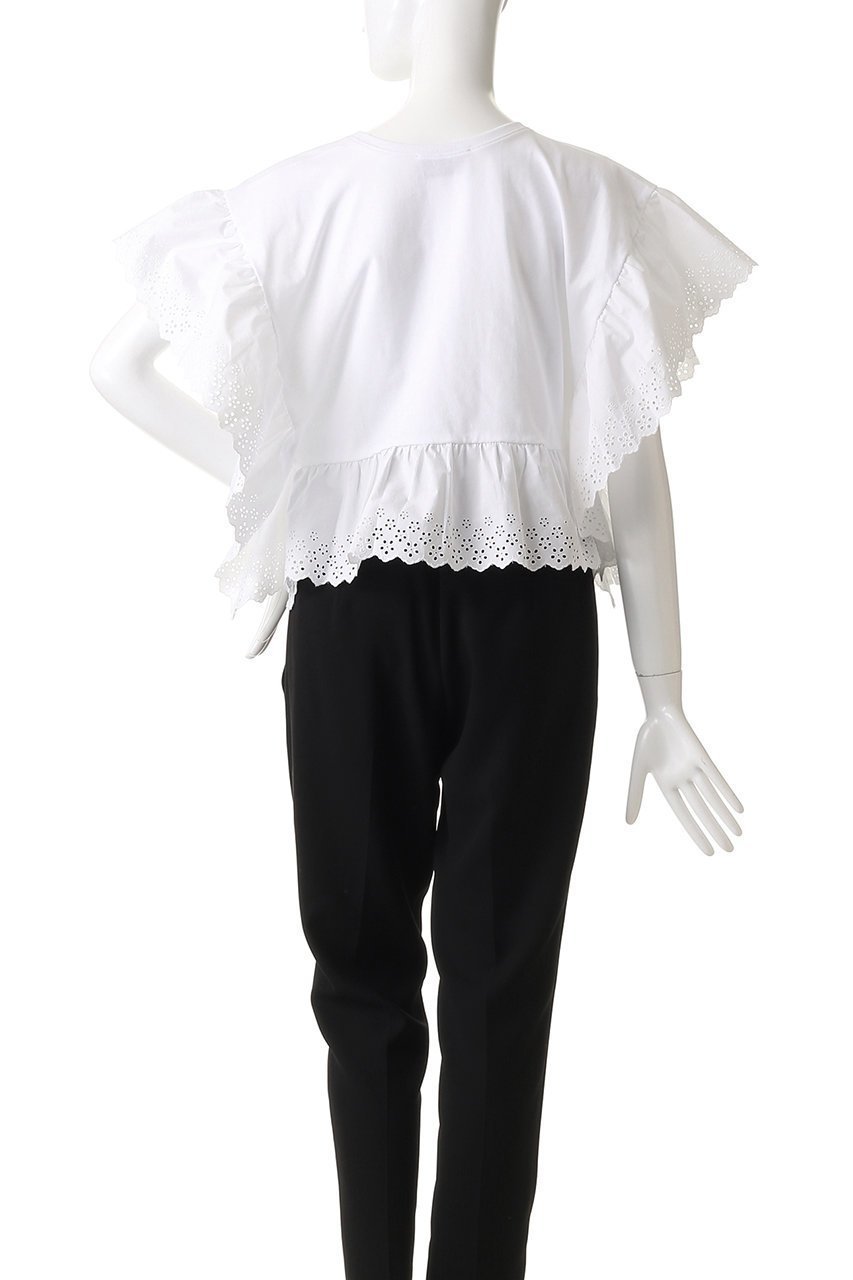 【ルール ロジェット/leur logette】のコットンフリルズトップ 人気、トレンドファッション・服の通販 founy(ファニー) 　ファッション　Fashion　レディースファッション　Fashion for Women　トップス・カットソー　Cut & Sew Tops　シャツ・ブラウス・オフィスカジュアル　Elegant Blouses & Button-Ups　ショート　Short, Short Length　シンプル　Simple, Minimal　スリーブ　Sleeve, Long Sleeve / Short Sleeve　パターン　Pattern, Design Print　フェミニン　Feminine, Girly　レース　Lace, Lace Fabric　ヴィンテージ　Vintage Style　夏　Summer　春　Spring　S/S・春夏　SS, Spring/Summer, Warm Season　other-4|ID: prp329100004430173 ipo3291000000032905227