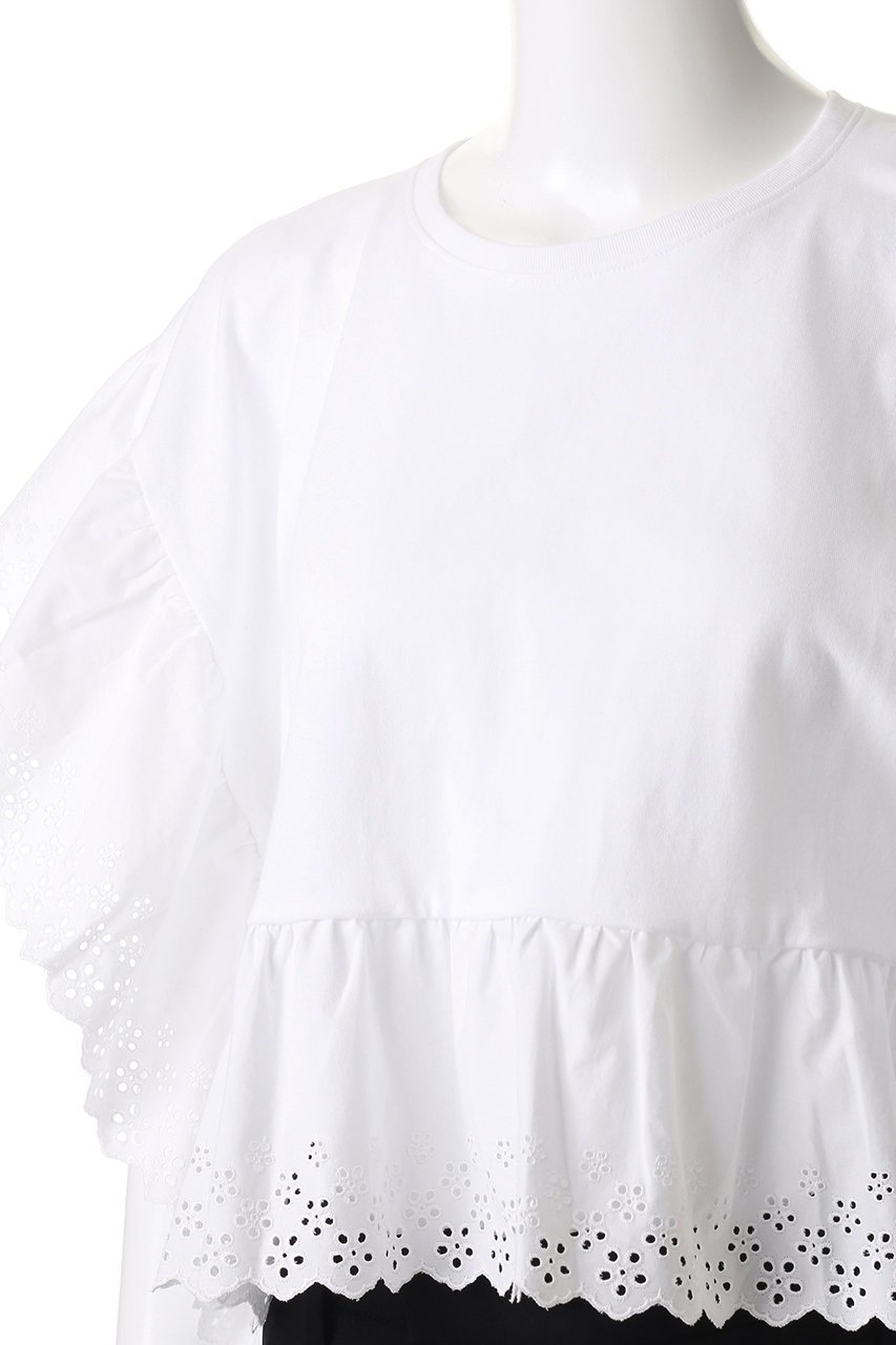 【ルール ロジェット/leur logette】のコットンフリルズトップ 人気、トレンドファッション・服の通販 founy(ファニー) 　ファッション　Fashion　レディースファッション　Fashion for Women　トップス・カットソー　Cut & Sew Tops　シャツ・ブラウス・オフィスカジュアル　Elegant Blouses & Button-Ups　ショート　Short, Short Length　シンプル　Simple, Minimal　スリーブ　Sleeve, Long Sleeve / Short Sleeve　パターン　Pattern, Design Print　フェミニン　Feminine, Girly　レース　Lace, Lace Fabric　ヴィンテージ　Vintage Style　夏　Summer　春　Spring　S/S・春夏　SS, Spring/Summer, Warm Season　other-5|ID: prp329100004430173 ipo3291000000032905230