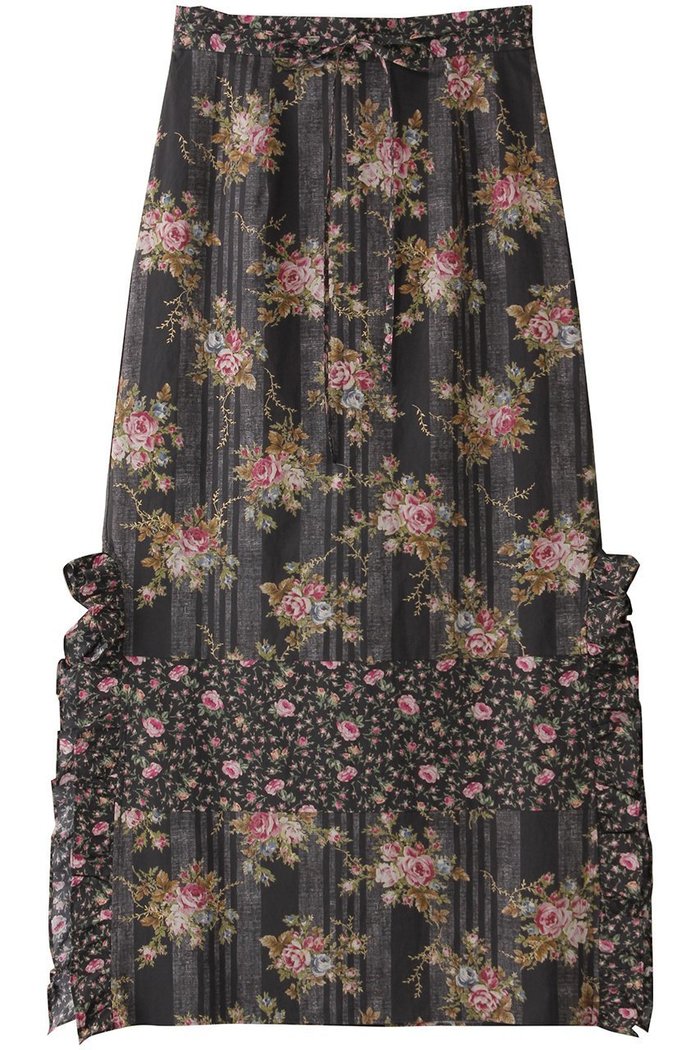 【ルール ロジェット/leur logette】のビンテージローズコットンプリントスカート インテリア・キッズ・メンズ・レディースファッション・服の通販 founy(ファニー) https://founy.com/ ファッション Fashion レディースファッション Fashion for Women スカート Skirts グリッター Glitter, Sparkle スリット Slit, Slit Detail フリル Frill, Ruffle プリント Print, Printed Pattern モチーフ Motif, Design Theme ヴィンテージ Vintage Style |ID: prp329100004430175 ipo3291000000032824775