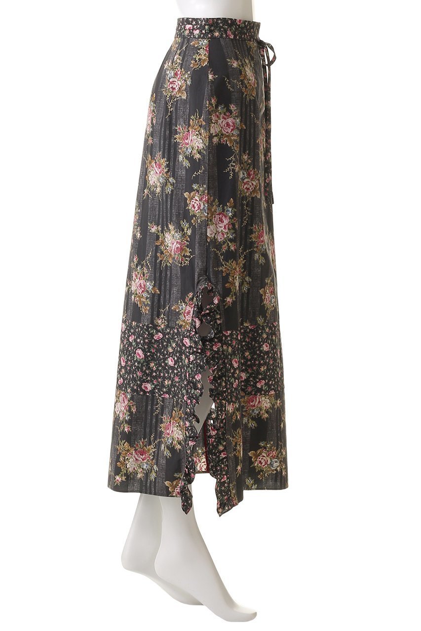 【ルール ロジェット/leur logette】のビンテージローズコットンプリントスカート 人気、トレンドファッション・服の通販 founy(ファニー) 　ファッション　Fashion　レディースファッション　Fashion for Women　スカート　Skirts　グリッター　Glitter, Sparkle　スリット　Slit, Slit Detail　フリル　Frill, Ruffle　プリント　Print, Printed Pattern　モチーフ　Motif, Design Theme　ヴィンテージ　Vintage Style　other-3|ID: prp329100004430175 ipo3291000000032824778