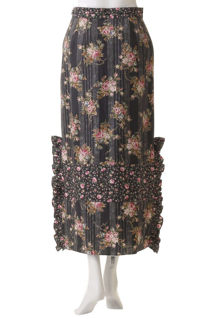 【ルール ロジェット/leur logette】のビンテージローズコットンプリントスカート 人気、トレンドファッション・服の通販 founy(ファニー) 　ファッション　Fashion　レディースファッション　Fashion for Women　スカート　Skirts　グリッター　Glitter, Sparkle　スリット　Slit, Slit Detail　フリル　Frill, Ruffle　プリント　Print, Printed Pattern　モチーフ　Motif, Design Theme　ヴィンテージ　Vintage Style　other-4|ID: prp329100004430175 ipo3291000000032824779