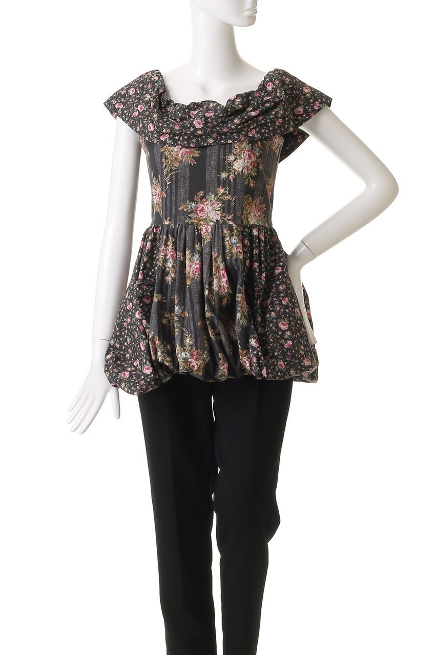 【ルール ロジェット/leur logette】のビンテージローズコットンプリントトップ 人気、トレンドファッション・服の通販 founy(ファニー) 　ファッション　Fashion　レディースファッション　Fashion for Women　トップス・カットソー　Cut & Sew Tops　シャツ・ブラウス・オフィスカジュアル　Elegant Blouses & Button-Ups　オケージョン　Occasion Wear　グリッター　Glitter, Sparkle　ショート　Short, Short Length　スリーブ　Sleeve, Long Sleeve / Short Sleeve　プリント　Print, Printed Pattern　ボトム　Bottoms, Lower Wear　モチーフ　Motif, Design Theme　ヴィンテージ　Vintage Style　other-2|ID: prp329100004430176 ipo3291000000035822682