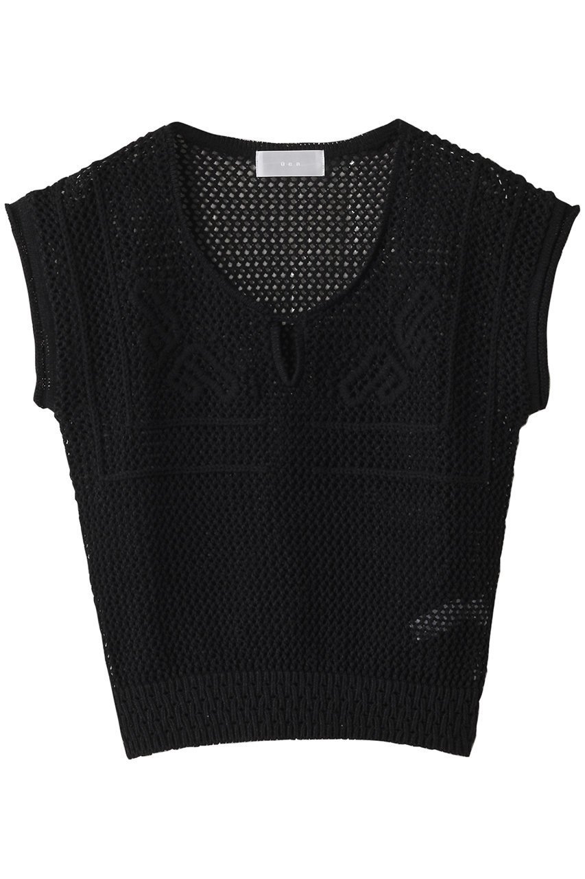 【エリオポール/heliopole】の【uca】MESH×EMBROIDAERY ニット インテリア・キッズ・メンズ・レディースファッション・服の通販 founy(ファニー) 　ファッション　Fashion　レディースファッション　Fashion for Women　トップス・カットソー　Cut & Sew Tops　ニット　Knit Tops & Sweaters　カジュアルプルオーバー・ニットトップス　Pullovers & Knit Tops / Casual Pullovers　インナー　Innerwear　デニム　Denim, Jeans Material　フェミニン　Feminine, Girly　メッシュ　Mesh, Net Fabric　透かし　Cut-Out, Lacework　ブラック|ID: prp329100004430198 ipo3291000000032941606