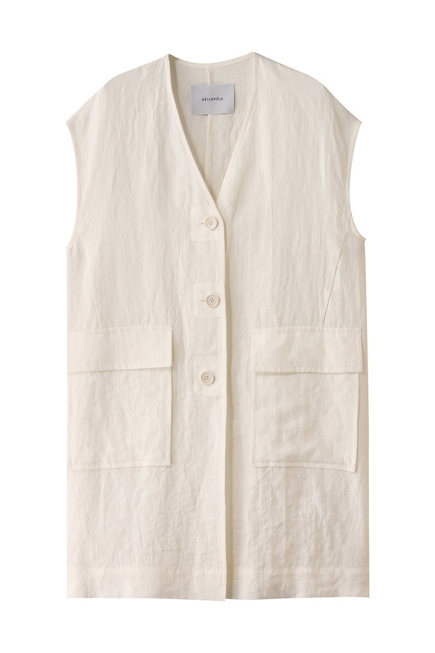 【エリオポール/heliopole】のDUNGAREES リネンロングジレ インテリア・キッズ・メンズ・レディースファッション・服の通販 founy(ファニー) 　ファッション　Fashion　レディースファッション　Fashion for Women　アウター　Coat / Outerwear Collection　レディースジャケット・軽アウター　Jackets　おすすめ　Recommended / Our Picks　シンプル　Simple, Minimal　ジャケット　Jacket, Outerwear　フロント　Front, Front Design　ベスト　Vest, Waistcoat　ポケット　Pocket, Pocket Detail　リネン　Linen, Linen Fabric　夏　Summer　春　Spring　S/S・春夏　SS, Spring/Summer, Warm Season　ホワイト|ID: prp329100004430200 ipo3291000000032959991