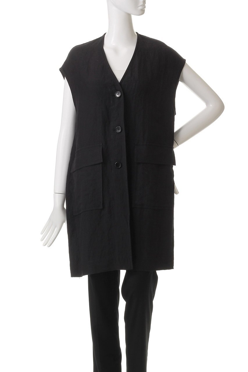 【エリオポール/heliopole】のDUNGAREES リネンロングジレ 人気、トレンドファッション・服の通販 founy(ファニー) 　ファッション　Fashion　レディースファッション　Fashion for Women　アウター　Coat / Outerwear Collection　レディースジャケット・軽アウター　Jackets　おすすめ　Recommended / Our Picks　シンプル　Simple, Minimal　ジャケット　Jacket, Outerwear　フロント　Front, Front Design　ベスト　Vest, Waistcoat　ポケット　Pocket, Pocket Detail　リネン　Linen, Linen Fabric　夏　Summer　春　Spring　S/S・春夏　SS, Spring/Summer, Warm Season　other-2|ID: prp329100004430200 ipo3291000000032959998