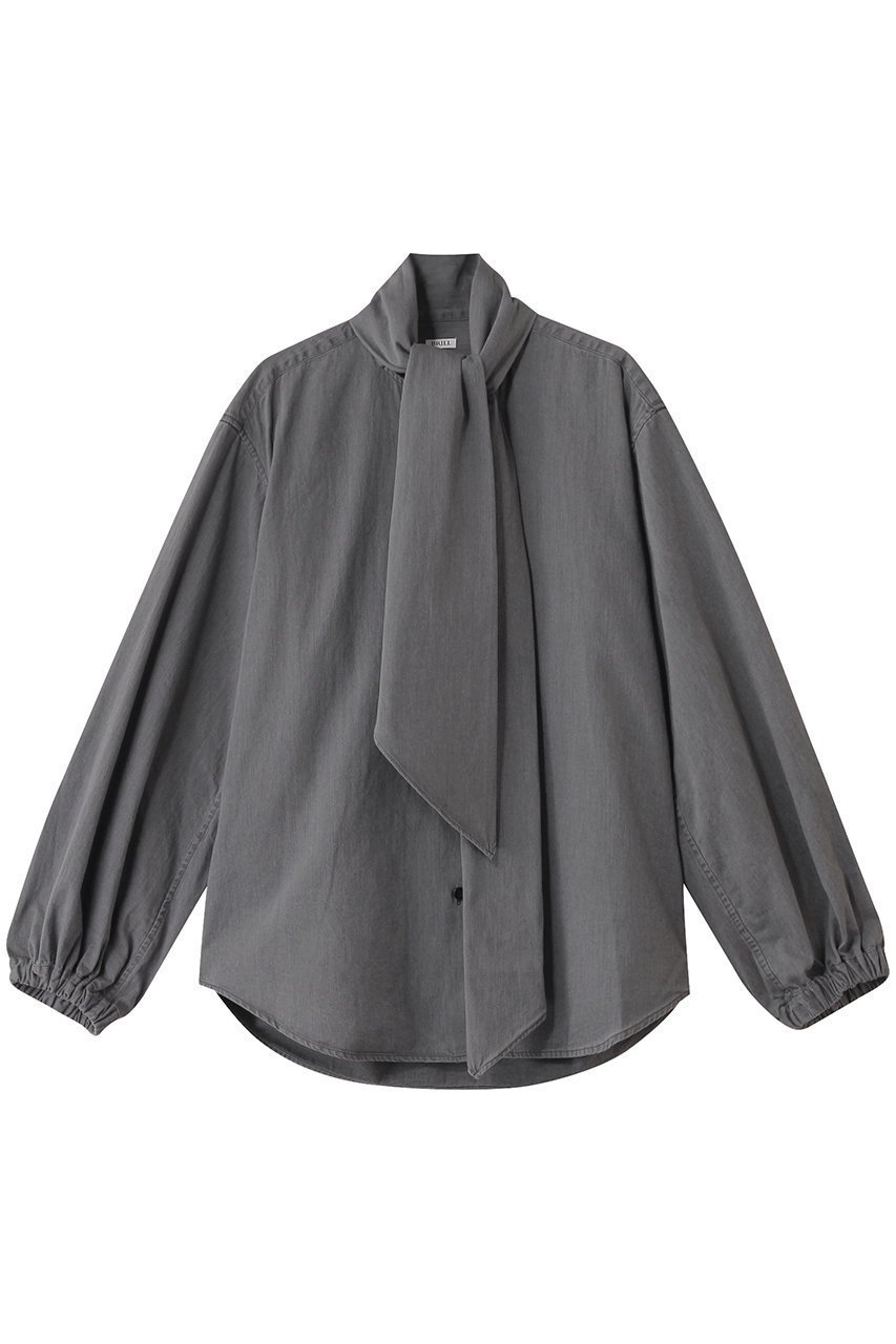 【エリオポール/heliopole】の【BRILL】6OZ ボウタイシャツ インテリア・キッズ・メンズ・レディースファッション・服の通販 founy(ファニー) 　ファッション　Fashion　レディースファッション　Fashion for Women　トップス・カットソー　Cut & Sew Tops　シャツ・ブラウス・オフィスカジュアル　Elegant Blouses & Button-Ups　スリーブ　Sleeve, Long Sleeve / Short Sleeve　デニム　Denim, Jeans Material　ロング　Long, Long-Length　エレガント 上品　Elegant　ブラック|ID: prp329100004430203 ipo3291000000032847924