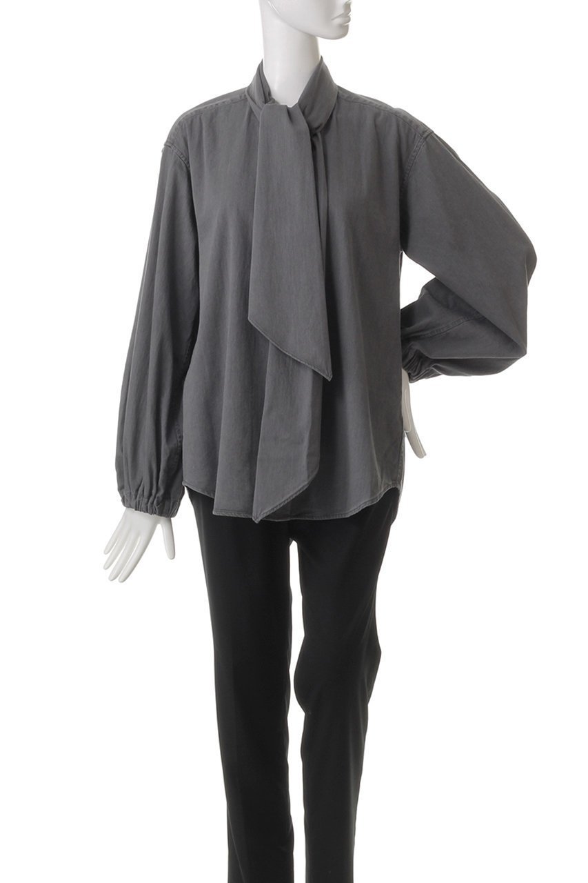 【エリオポール/heliopole】の【BRILL】6OZ ボウタイシャツ 人気、トレンドファッション・服の通販 founy(ファニー) 　ファッション　Fashion　レディースファッション　Fashion for Women　トップス・カットソー　Cut & Sew Tops　シャツ・ブラウス・オフィスカジュアル　Elegant Blouses & Button-Ups　スリーブ　Sleeve, Long Sleeve / Short Sleeve　デニム　Denim, Jeans Material　ロング　Long, Long-Length　エレガント 上品　Elegant　other-2|ID: prp329100004430203 ipo3291000000032847930