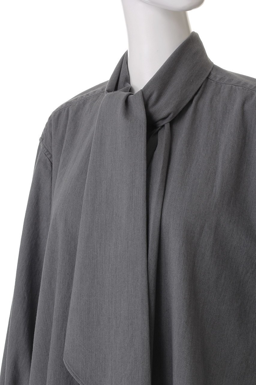 【エリオポール/heliopole】の【BRILL】6OZ ボウタイシャツ 人気、トレンドファッション・服の通販 founy(ファニー) 　ファッション　Fashion　レディースファッション　Fashion for Women　トップス・カットソー　Cut & Sew Tops　シャツ・ブラウス・オフィスカジュアル　Elegant Blouses & Button-Ups　スリーブ　Sleeve, Long Sleeve / Short Sleeve　デニム　Denim, Jeans Material　ロング　Long, Long-Length　エレガント 上品　Elegant　other-5|ID: prp329100004430203 ipo3291000000032847947