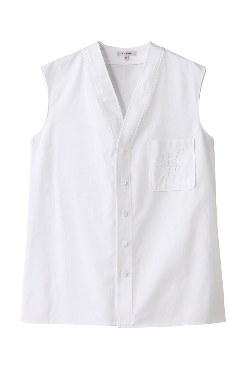 【ブラミンク/BLAMINK】の【BLMK】コットンVネックベスト インテリア・キッズ・メンズ・レディースファッション・服の通販 founy(ファニー) 　ファッション　Fashion　レディースファッション　Fashion for Women　アウター　Coat / Outerwear Collection　レディースジャケット・軽アウター　Jackets　ジャケット　Jacket, Outerwear　スタイリッシュ　Stylish, Fashionable　ベスト　Vest, Waistcoat　ポケット　Pocket, Pocket Detail　定番　Standard, Basic Item　ホワイト|ID: prp329100004430234 ipo3291000000035490426