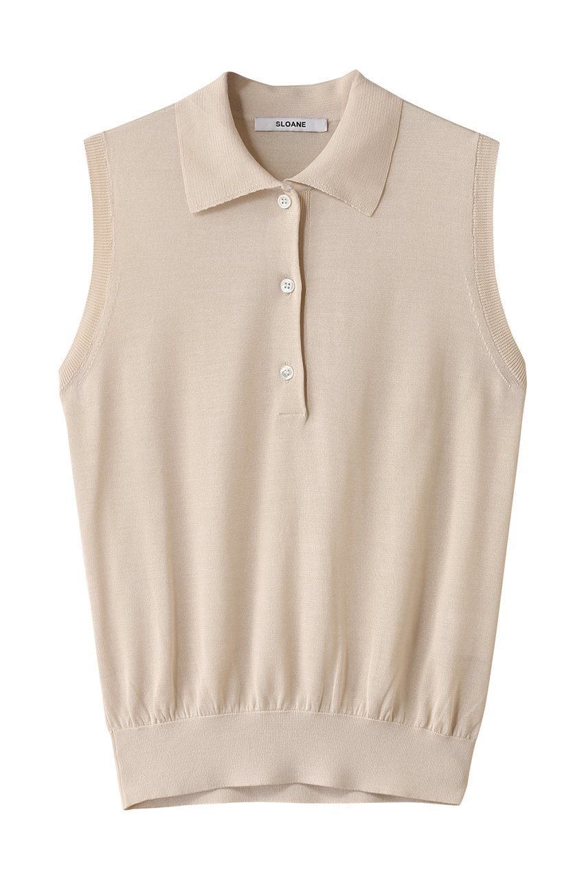 【スローン/SLOANE】の18G天竺 シルク ワイドフィットノースリーブポロ インテリア・キッズ・メンズ・レディースファッション・服の通販 founy(ファニー) 　ファッション　Fashion　レディースファッション　Fashion for Women　トップス・カットソー　Cut & Sew Tops　ニット　Knit Tops & Sweaters　キャミソール&ノースリーブ　Camisoles & Sleeveless Tops　カジュアルプルオーバー・ニットトップス　Pullovers & Knit Tops / Casual Pullovers　なめらか　Smooth, Silky Texture　インナー　Innerwear　シルク　Silk, 100% Silk　ジャケット　Jacket, Outerwear　ノースリーブ　Sleeveless, No-Sleeve　ラグジュアリー　Luxury, Elegant　エレガント 上品　Elegant　エクリュ|ID: prp329100004430240 ipo3291000000032934309