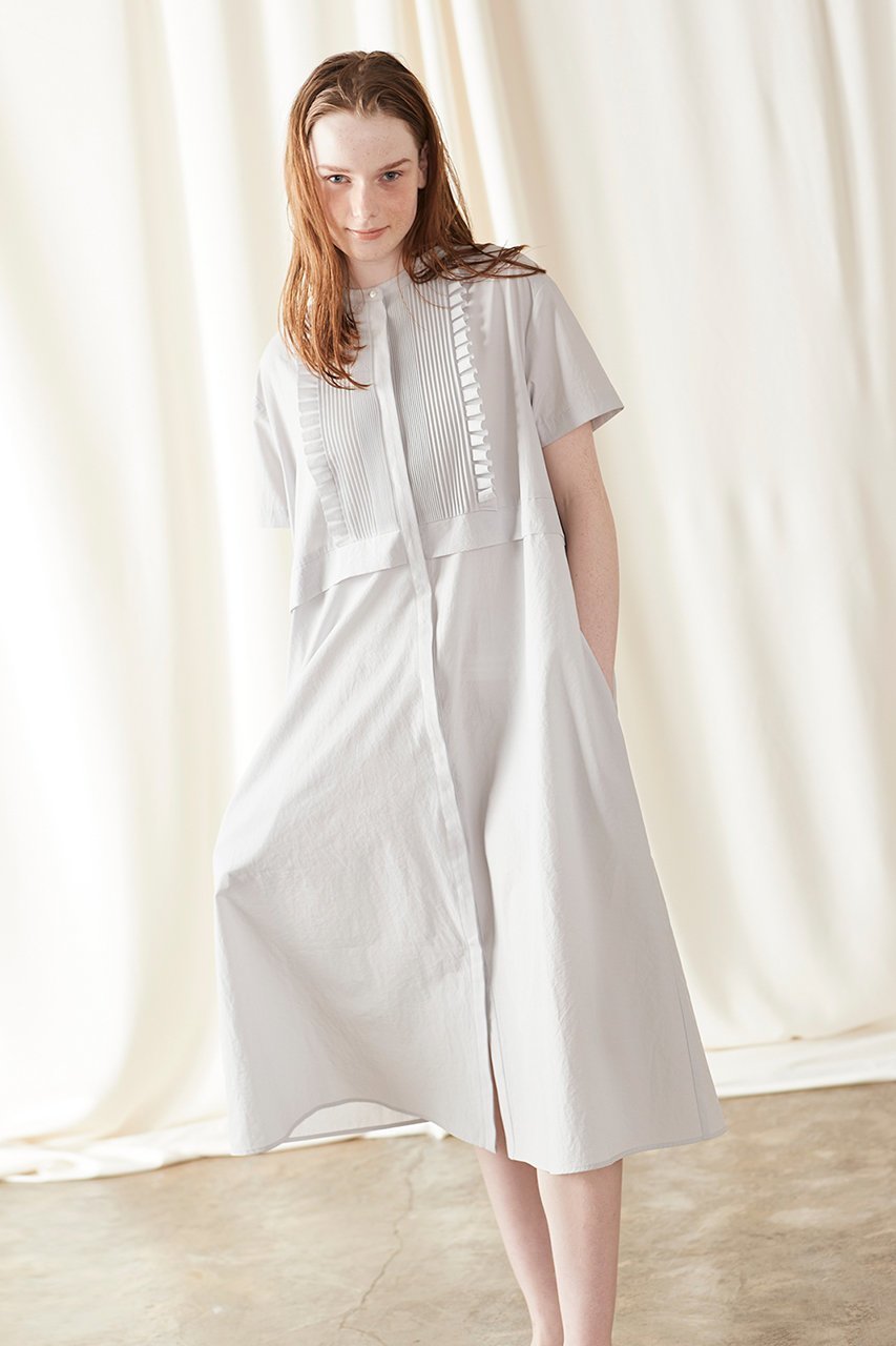 【マリリンムーン/MARILYN MOON】のタックフリルフレアハーフスリーブシャツワンピース 人気、トレンドファッション・服の通販 founy(ファニー) 　ファッション　Fashion　レディースファッション　Fashion for Women　ワンピース　Dresses　シャツワンピース / 1枚で着映えコーデ　Shirt Dresses　チュニック　Tunic Tops & Dresses　チュニック　Tunic, Long Top　フリル　Frill, Ruffle　ロング　Long, Long-Length　人気　Popular, Best Seller　半袖　Short Sleeve, Half Sleeve　other-8|ID: prp329100004430241 ipo3291000000035793017