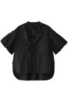 【マリリンムーン/MARILYN MOON】のフリンジビーズモチーフハーフスリーブブラウス 人気、トレンドファッション・服の通販 founy(ファニー) ファッション Fashion レディースファッション Fashion for Women トップス・カットソー Cut & Sew Tops シャツ・ブラウス・オフィスカジュアル Elegant Blouses & Button-Ups ショート Short, Short Length ジャケット Jacket, Outerwear スパンコール Sequins, Sequin Embellishment スリーブ Sleeve, Long Sleeve / Short Sleeve デニム Denim, Jeans Material バルーン Balloon, Balloon Silhouette フリンジ Fringe, Tassel エレガント 上品 Elegant ビジネス 仕事 通勤 Business / Work / Commuting thumbnail ブラック|ID: prp329100004430244 ipo3291000000035739028