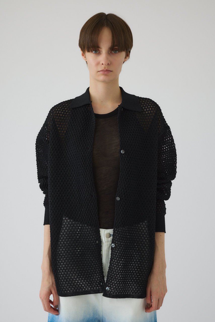 【リムアーク/RIM.ARK】のLace knit SH/シャツ インテリア・キッズ・メンズ・レディースファッション・服の通販 founy(ファニー) 　ファッション　Fashion　レディースファッション　Fashion for Women　トップス・カットソー　Cut & Sew Tops　ニット　Knit Tops & Sweaters　シャツ・ブラウス・オフィスカジュアル　Elegant Blouses & Button-Ups　おすすめ　Recommended / Our Picks　アイレット　Eyelet Lace　エレガント 上品　Elegant　スマート　Smart, Elegant　スリーブ　Sleeve, Long Sleeve / Short Sleeve　フラット　Flat, Flat Shoes　レース　Lace, Lace Fabric　ロング　Long, Long-Length　ブラック|ID: prp329100004431454 ipo3291000000032884253