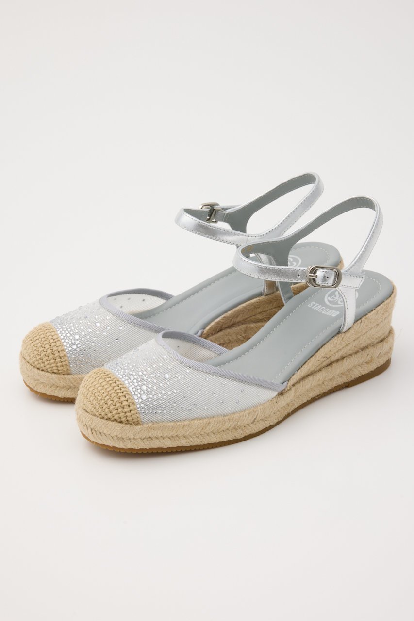 【スタッカート/STACCATO】のナーナウェッジソールエスパドリーユサンダル インテリア・キッズ・メンズ・レディースファッション・服の通販 founy(ファニー) 　ファッション　Fashion　レディースファッション　Fashion for Women　インソール　Shoe Insole　サンダル　Sandals, Summer Shoes　ストーン　Stone, Gem-Like　メッシュ　Mesh, Net Fabric　シルバー|ID: prp329100004431464 ipo3291000000034939441
