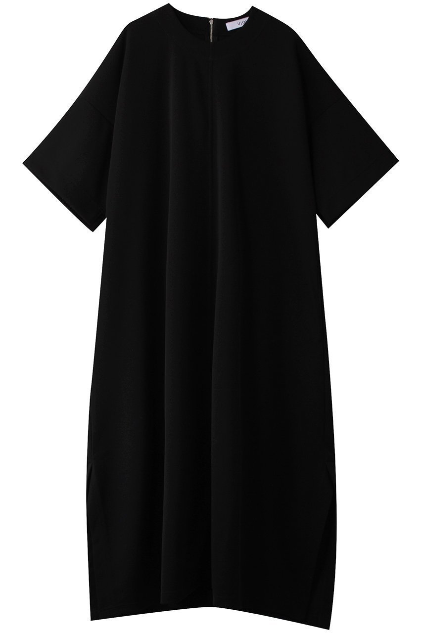 【ウジョー/Ujoh】のジップフレアーワンピース インテリア・キッズ・メンズ・レディースファッション・服の通販 founy(ファニー) 　ファッション　Fashion　レディースファッション　Fashion for Women　ワンピース　Dresses　チュニック　Tunic Tops & Dresses　エレガント 上品　Elegant　スリット　Slit, Slit Detail　スリーブ　Sleeve, Long Sleeve / Short Sleeve　チュニック　Tunic, Long Top　ハーフ　Half, Half-Length　フェミニン　Feminine, Girly　フレア　Flare, Flared　ロング　Long, Long-Length　夏　Summer　春　Spring　S/S・春夏　SS, Spring/Summer, Warm Season　ブラック|ID: prp329100004431474 ipo3291000000032870795