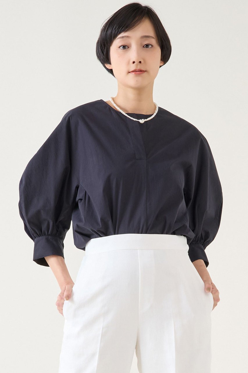 【マルティニーク/martinique】のファブリックコンビプルオーバー インテリア・キッズ・メンズ・レディースファッション・服の通販 founy(ファニー) ファッション Fashion レディースファッション Fashion for Women トップス・カットソー Cut & Sew Tops シャツ・ブラウス・オフィスカジュアル Elegant Blouses & Button-Ups カジュアルプルオーバー・ニットトップス Pullovers & Knit Tops / Casual Pullovers おすすめ Recommended / Our Picks カットソー Cut and Sewn Top コンビ Combo, Combination Style サマー Summer, Summer Style スキッパー Skipper, Open Collar スリーブ Sleeve, Long Sleeve / Short Sleeve タイプライター Typewriter Fabric, Crisp Cotton ロング Long, Long-Length 夏 Summer ネイビー|ID: prp329100004431508 ipo3291000000036079033