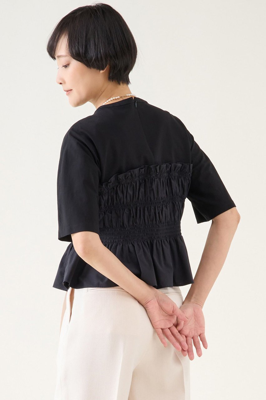 【マルティニーク/martinique】のシャーリングコンビプルオーバー 人気、トレンドファッション・服の通販 founy(ファニー) 　ファッション　Fashion　レディースファッション　Fashion for Women　トップス・カットソー　Cut & Sew Tops　シャツ・ブラウス・オフィスカジュアル　Elegant Blouses & Button-Ups　ロングTシャツ・Tシャツ　Longline T-Shirts & Tees　カジュアルプルオーバー・ニットトップス　Pullovers & Knit Tops / Casual Pullovers　カットソー・ベーシックTシャツ　Cut-and-Sewn Tops / Stretch Tees & Basics　おすすめ　Recommended / Our Picks　カットソー　Cut and Sewn Top　シャーリング　Shirring, Ruched　ショート　Short, Short Length　スリーブ　Sleeve, Long Sleeve / Short Sleeve　デニム　Denim, Jeans Material　トレンド　Trend, Trending Now　フィット　Fit, Slim Fit　ボトム　Bottoms, Lower Wear　other-3|ID: prp329100004431509 ipo3291000000032856124