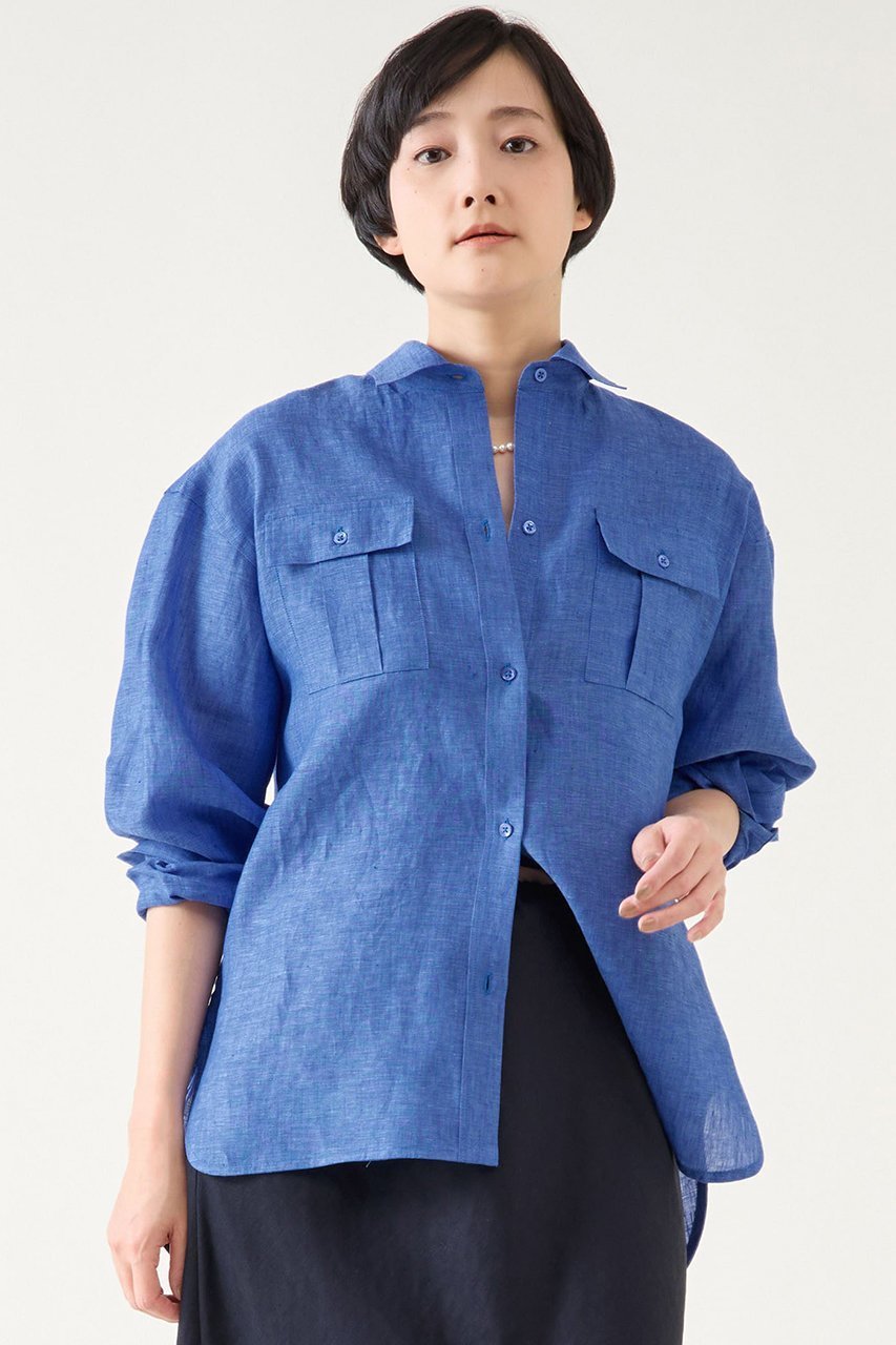 【マルティニーク/martinique】のリネンシャツ インテリア・キッズ・メンズ・レディースファッション・服の通販 founy(ファニー) 　ファッション　Fashion　レディースファッション　Fashion for Women　トップス・カットソー　Cut & Sew Tops　シャツ・ブラウス・オフィスカジュアル　Elegant Blouses & Button-Ups　おすすめ　Recommended / Our Picks　イタリア　Italy　スリーブ　Sleeve, Long Sleeve / Short Sleeve　ポケット　Pocket, Pocket Detail　リネン　Linen, Linen Fabric　リラックス　Relax, Relaxed Fit　ロング　Long, Long-Length　夏　Summer　羽織　Haori, Light Jacket　ブルー|ID: prp329100004431511 ipo3291000000032841917