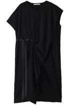 【プレインピープル/PLAIN PEOPLE】のピュアオーガニックジャージーボーダーフレンチスリーブワンピース ブラック|ID:prp329100004431535