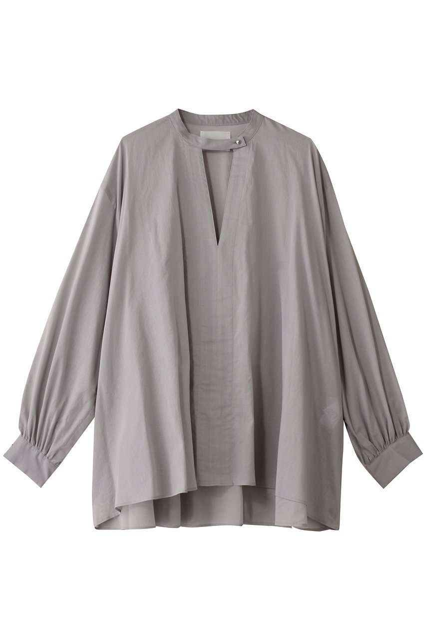 【ミディウミソリッド/MIDIUMISOLID】のstand collar skipper shirt.S シャツ インテリア・キッズ・メンズ・レディースファッション・服の通販 founy(ファニー) 　ファッション　Fashion　レディースファッション　Fashion for Women　トップス・カットソー　Cut & Sew Tops　シャツ・ブラウス・オフィスカジュアル　Elegant Blouses & Button-Ups　シンプル　Simple, Minimal　スキッパー　Skipper, Open Collar　スタンド　Stand Collar, Upright Stand　スリーブ　Sleeve, Long Sleeve / Short Sleeve　ロング　Long, Long-Length　夏　Summer　春　Spring　S/S・春夏　SS, Spring/Summer, Warm Season　gray|ID: prp329100004431540 ipo3291000000032852812