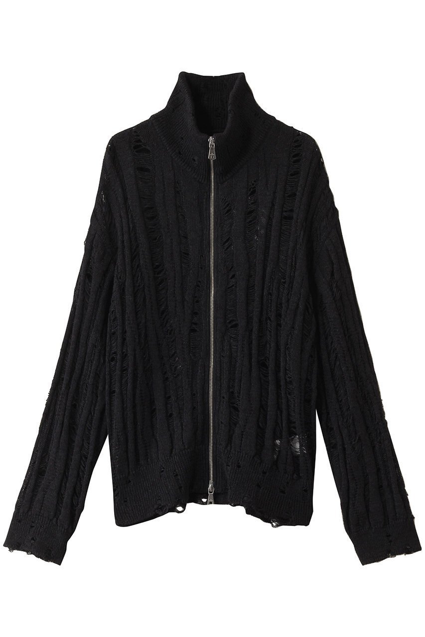 【メゾンスペシャル/MAISON SPECIAL】の【UNISEX】針抜きダメージジップアップニットブルゾン インテリア・キッズ・メンズ・レディースファッション・服の通販 founy(ファニー) 　ファッション　Fashion　レディースファッション　Fashion for Women　アウター　Coat / Outerwear Collection　レディースジャケット・軽アウター　Jackets　ブルゾンジャケット・スポーティアウター　Blouson Jackets　ユニセックス　Unisex, Genderless　シンプル　Simple, Minimal　ジップ　Zip, Zipper　ジャケット　Jacket, Outerwear　タートルネック　Turtleneck, High Neck　ダメージ　Distressed, Destroyed　ブルゾン　Blouson, Bomber Jacket　BLK(ブラック)|ID: prp329100004431563 ipo3291000000032960105