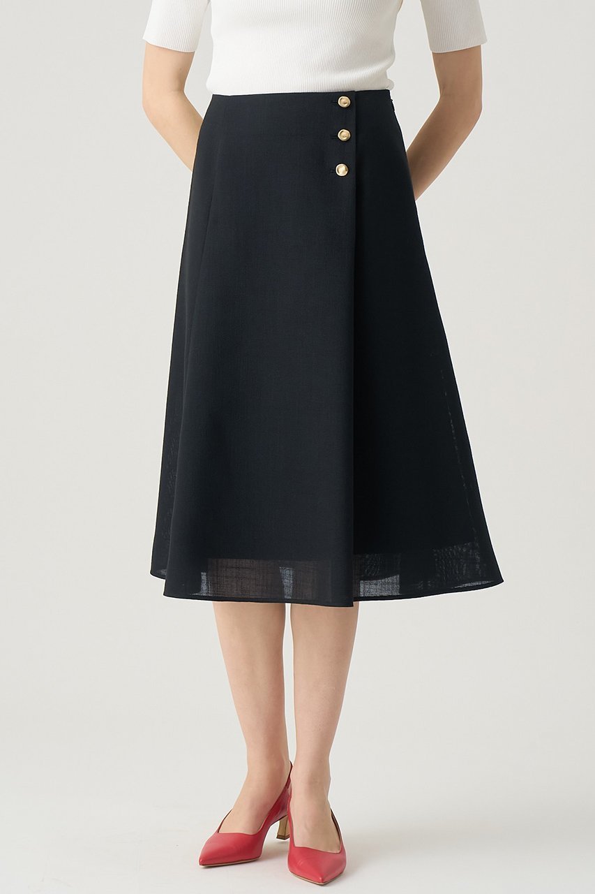 【アナイ/ANAYI】のカラミリネンライクアシメタックスカート 人気、トレンドファッション・服の通販 founy(ファニー) 　ファッション　Fashion　レディースファッション　Fashion for Women　スカート　Skirts　フレア　Flare, Flared　メタル　Metal, Metal Parts　ラップ　Wrap, Wrap Design　リネン　Linen, Linen Fabric　other-8|ID: prp329100004431574 ipo3291000000032848140