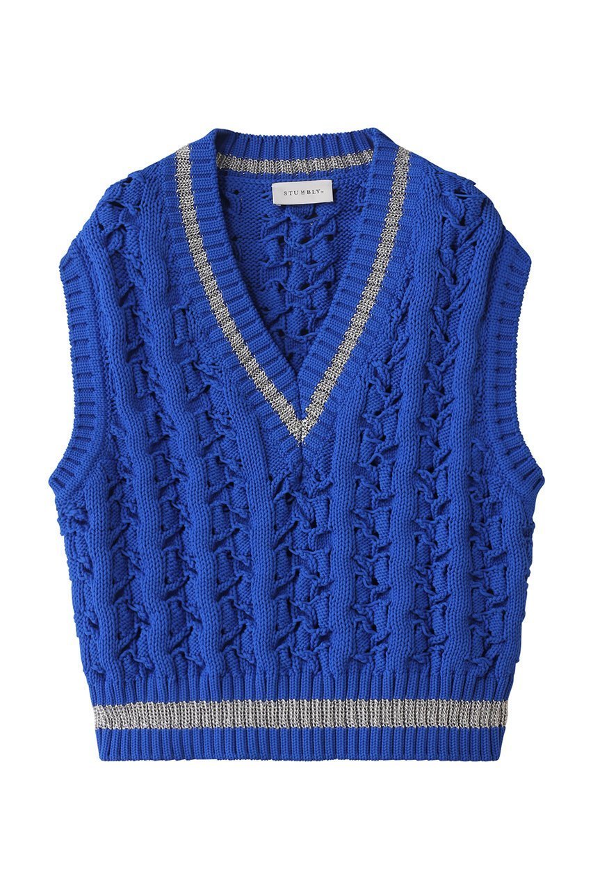 【ヒューエルミュージアム/hueLe Museum】の【STUMBLY】Bulky Tilden Knit Vest インテリア・キッズ・メンズ・レディースファッション・服の通販 founy(ファニー) 　ファッション　Fashion　レディースファッション　Fashion for Women　トップス・カットソー　Cut & Sew Tops　ニット　Knit Tops & Sweaters　ベスト&ジレ / 重ね着スタイル　Vests & Gilets　カジュアルプルオーバー・ニットトップス　Pullovers & Knit Tops / Casual Pullovers　カットソー　Cut and Sewn Top　エレガント 上品　Elegant　ブルー|ID: prp329100004431577 ipo3291000000035083507