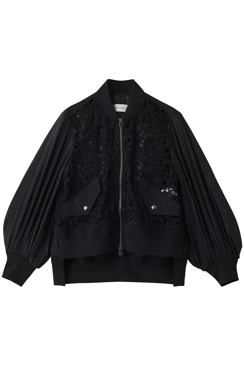 【ヒューエルミュージアム/hueLe Museum】の【STUMBLY】Lace Combi Sheer Sleeve MA-1 人気、トレンドファッション・服の通販 founy(ファニー) 　ファッション　Fashion　レディースファッション　Fashion for Women　アウター　Coat / Outerwear Collection　レディースジャケット・軽アウター　Jackets　MA-1ジャケット　MA-1 Bomber Jackets / Flight Jackets　インナー　Innerwear　エレガント 上品　Elegant　シンプル　Simple, Minimal　ジャケット　Jacket, Outerwear　スリーブ　Sleeve, Long Sleeve / Short Sleeve　デニム　Denim, Jeans Material　トレンド　Trend, Trending Now　フロント　Front, Front Design　レース　Lace, Lace Fabric　 other-1|ID: prp329100004431579 ipo3291000000032967407