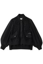 【ヒューエルミュージアム/hueLe Museum】の【STUMBLY】Lace Combi Sheer Sleeve MA-1 人気、トレンドファッション・服の通販 founy(ファニー) ファッション Fashion レディースファッション Fashion for Women アウター Coat / Outerwear Collection レディースジャケット・軽アウター Jackets MA-1ジャケット MA-1 Bomber Jackets / Flight Jackets インナー Innerwear エレガント 上品 Elegant シンプル Simple, Minimal ジャケット Jacket, Outerwear スリーブ Sleeve, Long Sleeve / Short Sleeve デニム Denim, Jeans Material トレンド Trend, Trending Now フロント Front, Front Design レース Lace, Lace Fabric thumbnail ブラック|ID: prp329100004431579 ipo3291000000032967409