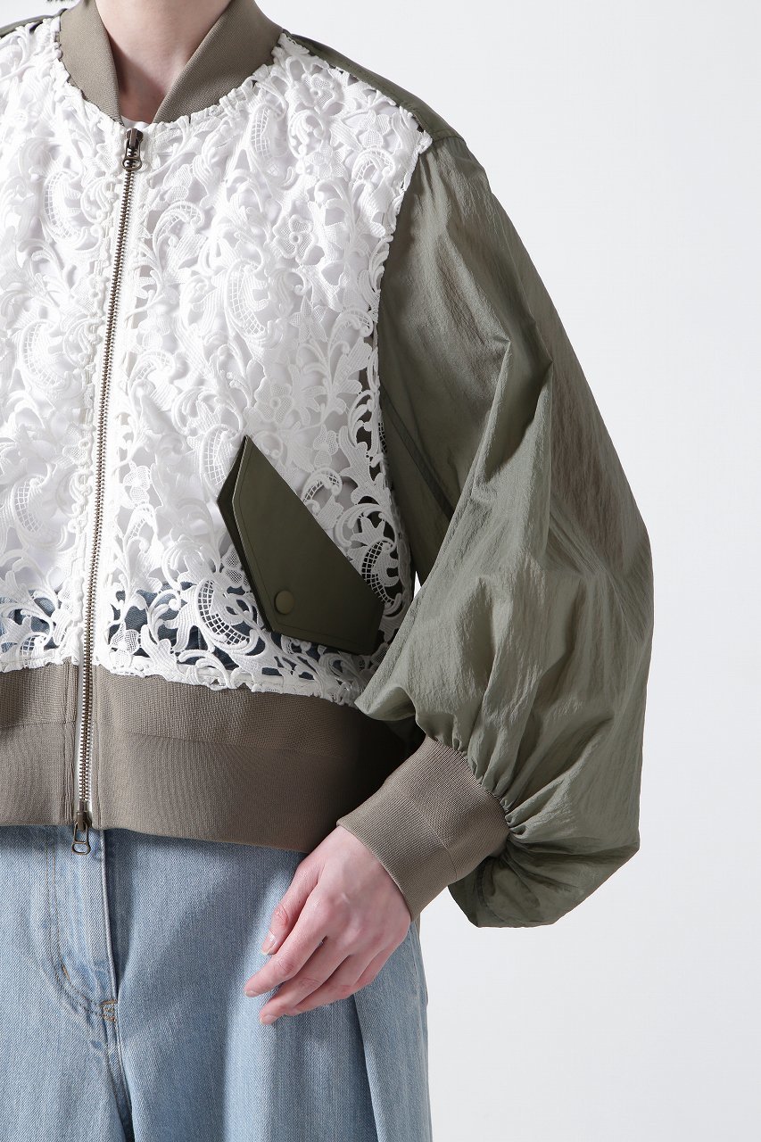 【ヒューエルミュージアム/hueLe Museum】の【STUMBLY】Lace Combi Sheer Sleeve MA-1 人気、トレンドファッション・服の通販 founy(ファニー) 　ファッション　Fashion　レディースファッション　Fashion for Women　アウター　Coat / Outerwear Collection　レディースジャケット・軽アウター　Jackets　MA-1ジャケット　MA-1 Bomber Jackets / Flight Jackets　インナー　Innerwear　エレガント 上品　Elegant　シンプル　Simple, Minimal　ジャケット　Jacket, Outerwear　スリーブ　Sleeve, Long Sleeve / Short Sleeve　デニム　Denim, Jeans Material　トレンド　Trend, Trending Now　フロント　Front, Front Design　レース　Lace, Lace Fabric　other-8|ID: prp329100004431579 ipo3291000000035825831