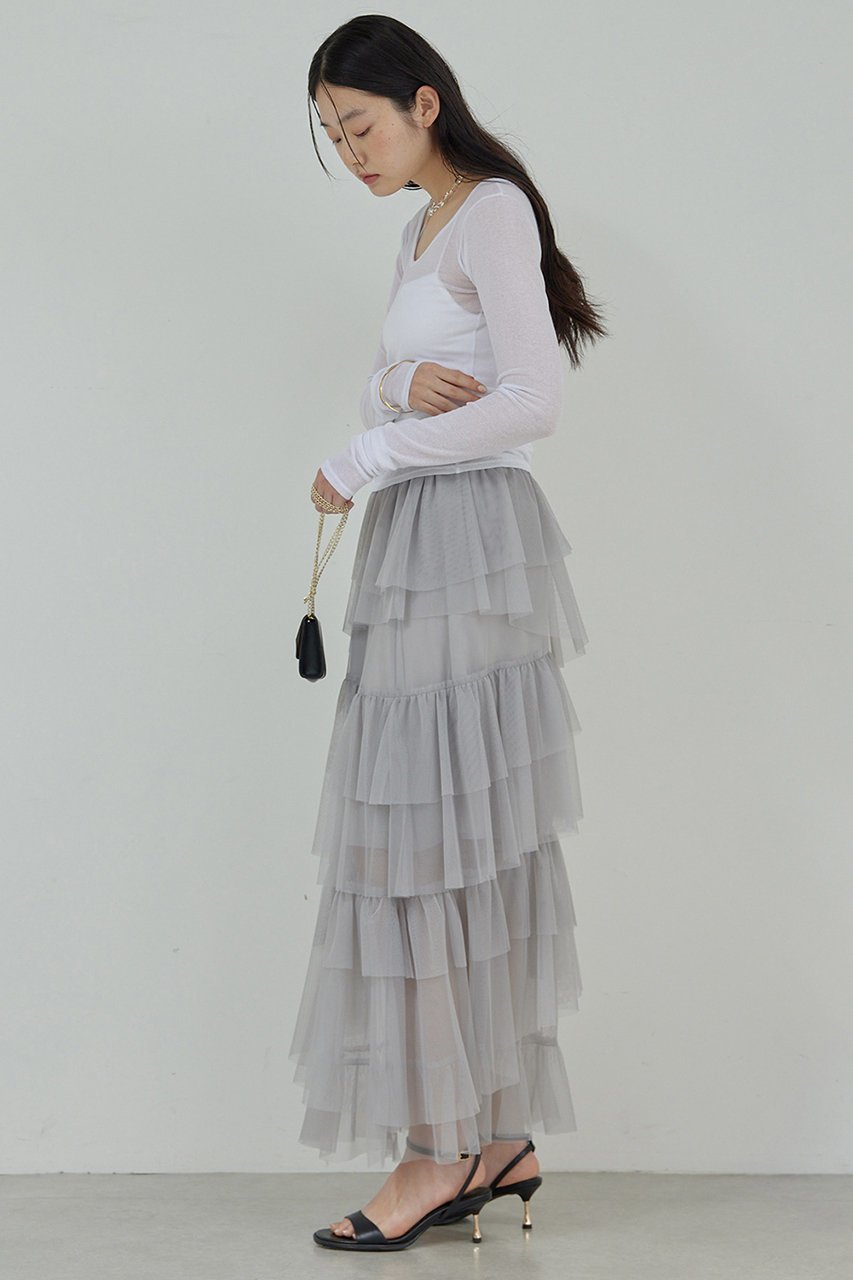 【ガリャルダガランテ/GALLARDAGALANTE】のティアードチュールスカート 人気、トレンドファッション・服の通販 founy(ファニー) 　ファッション　Fashion　レディースファッション　Fashion for Women　スカート　Skirts　ロングスカート　Long Skirts / Maxi & Midi Skirts　おすすめ　Recommended / Our Picks　カットソー　Cut and Sewn Top　ジャケット　Jacket, Outerwear　ダウン　Down, Puffer　チュール　Tulip, Tulip Motif　ティアードスカート　Tiered Skirt, Flounced Skirt　ランダム　Random, Irregular　ロング　Long, Long-Length　other-4|ID: prp329100004433055 ipo3291000000032847172