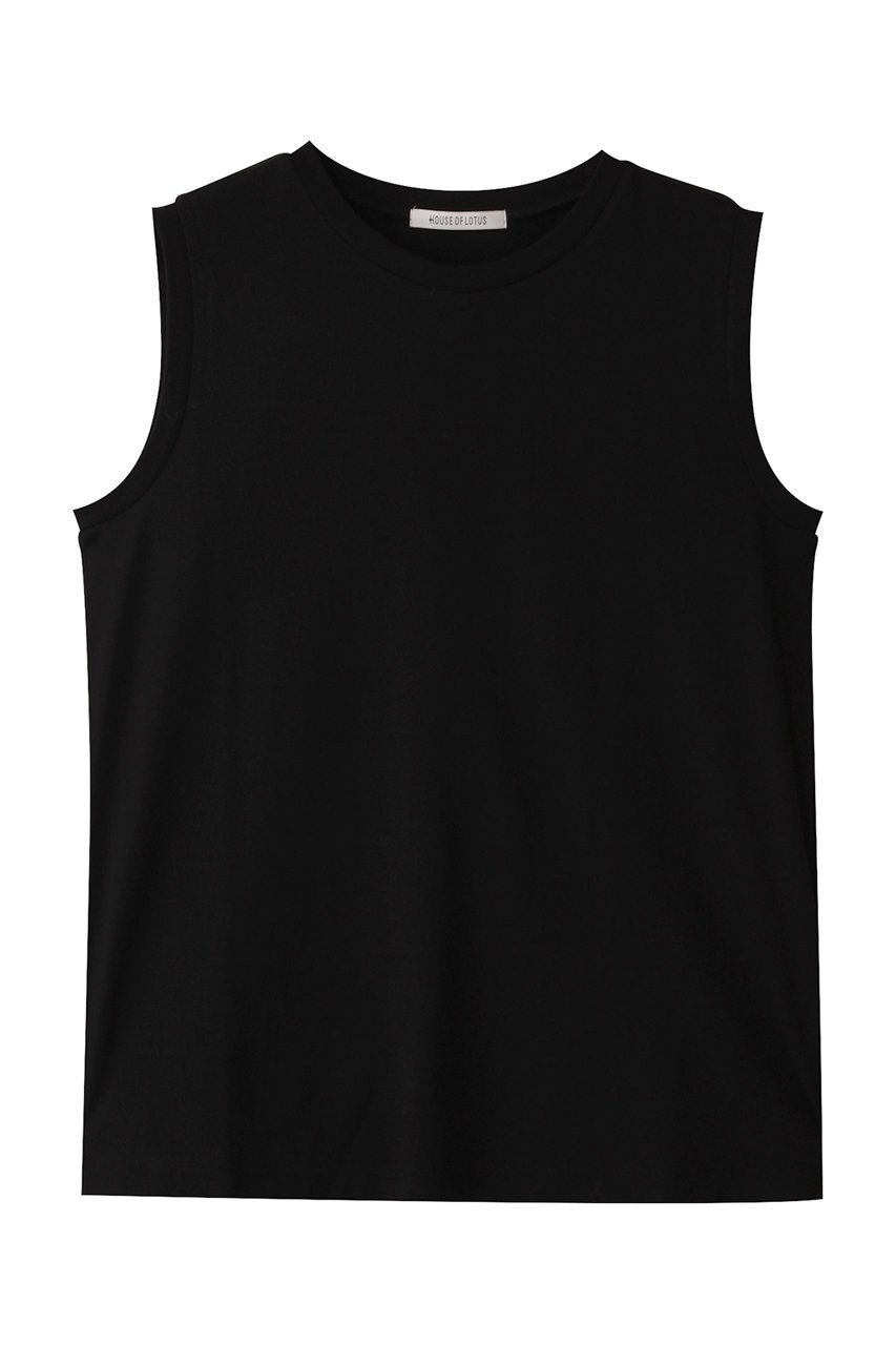 【ハウス オブ ロータス/HOUSE OF LOTUS】のLONS STAPLE コットンTシャツ インテリア・キッズ・メンズ・レディースファッション・服の通販 founy(ファニー) 　ファッション　Fashion　レディースファッション　Fashion for Women　トップス・カットソー　Cut & Sew Tops　キャミソール&ノースリーブ　Camisoles & Sleeveless Tops　シャツ・ブラウス・オフィスカジュアル　Elegant Blouses & Button-Ups　ロングTシャツ・Tシャツ　Longline T-Shirts & Tees　カットソー・ベーシックTシャツ　Cut-and-Sewn Tops / Stretch Tees & Basics　インナー　Innerwear　カットソー　Cut and Sewn Top　キャミソール　Camisole, Spaghetti Strap Top　ジャケット　Jacket, Outerwear　タンク　Tank Top, Sleeveless Top　ベーシック　Basic, Essential　ブラック|ID: prp329100004433082 ipo3291000000032864197