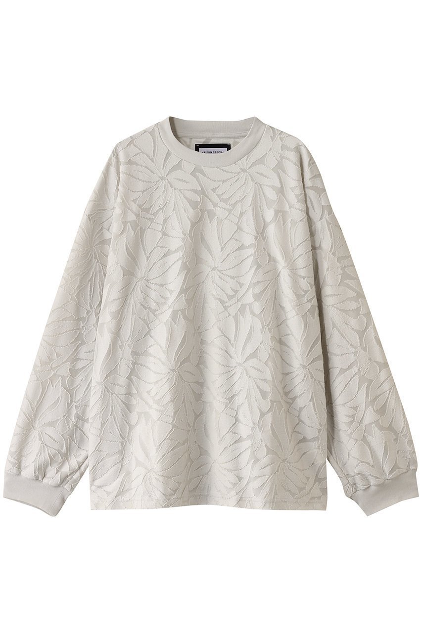 【メゾンスペシャル/MAISON SPECIAL】の【UNISEX】プライムオーバー フラワーインレー スカシジャガード インテリア・キッズ・メンズ・レディースファッション・服の通販 founy(ファニー) 　ファッション　Fashion　レディースファッション　Fashion for Women　トップス・カットソー　Cut & Sew Tops　ニット　Knit Tops & Sweaters　カジュアルプルオーバー・ニットトップス　Pullovers & Knit Tops / Casual Pullovers　ユニセックス　Unisex, Genderless　シンプル　Simple, Minimal　ジャカード／ジャガード　Jacquard, Woven Pattern　スラックス　Slacks, Dress Pants　デニム　Denim, Jeans Material　フラワー　Flower, Floral　モチーフ　Motif, Design Theme　リラックス　Relax, Relaxed Fit　エレガント 上品　Elegant　透かし　Cut-Out, Lacework　G.BGE(グレーベージュ)|ID: prp329100004433091 ipo3291000000032942076