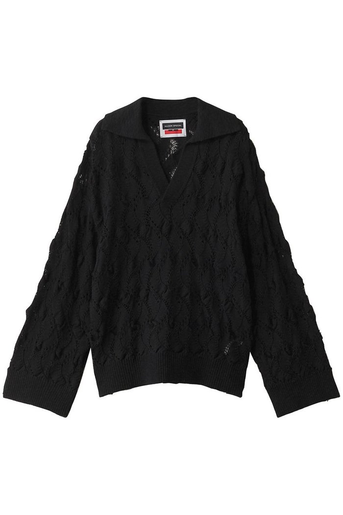 【メゾンスペシャル/MAISON SPECIAL】の【UNISEX】ジグザグ写し柄ポロ衿スキッパーニット インテリア・キッズ・メンズ・レディースファッション・服の通販 founy(ファニー) https://founy.com/ ファッション Fashion レディースファッション Fashion for Women トップス・カットソー Cut & Sew Tops ニット Knit Tops & Sweaters カジュアルプルオーバー・ニットトップス Pullovers & Knit Tops / Casual Pullovers ユニセックス Unisex, Genderless クラシック Classic, Timeless Style スキッパー Skipper, Open Collar デニム Denim, Jeans Material リラックス Relax, Relaxed Fit エレガント 上品 Elegant 透かし Cut-Out, Lacework |ID: prp329100004433098 ipo3291000000036922444