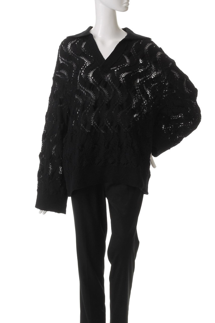 【メゾンスペシャル/MAISON SPECIAL】の【UNISEX】ジグザグ写し柄ポロ衿スキッパーニット 人気、トレンドファッション・服の通販 founy(ファニー) 　ファッション　Fashion　レディースファッション　Fashion for Women　トップス・カットソー　Cut & Sew Tops　ニット　Knit Tops & Sweaters　カジュアルプルオーバー・ニットトップス　Pullovers & Knit Tops / Casual Pullovers　ユニセックス　Unisex, Genderless　クラシック　Classic, Timeless Style　スキッパー　Skipper, Open Collar　デニム　Denim, Jeans Material　リラックス　Relax, Relaxed Fit　エレガント 上品　Elegant　透かし　Cut-Out, Lacework　other-2|ID: prp329100004433098 ipo3291000000036922448