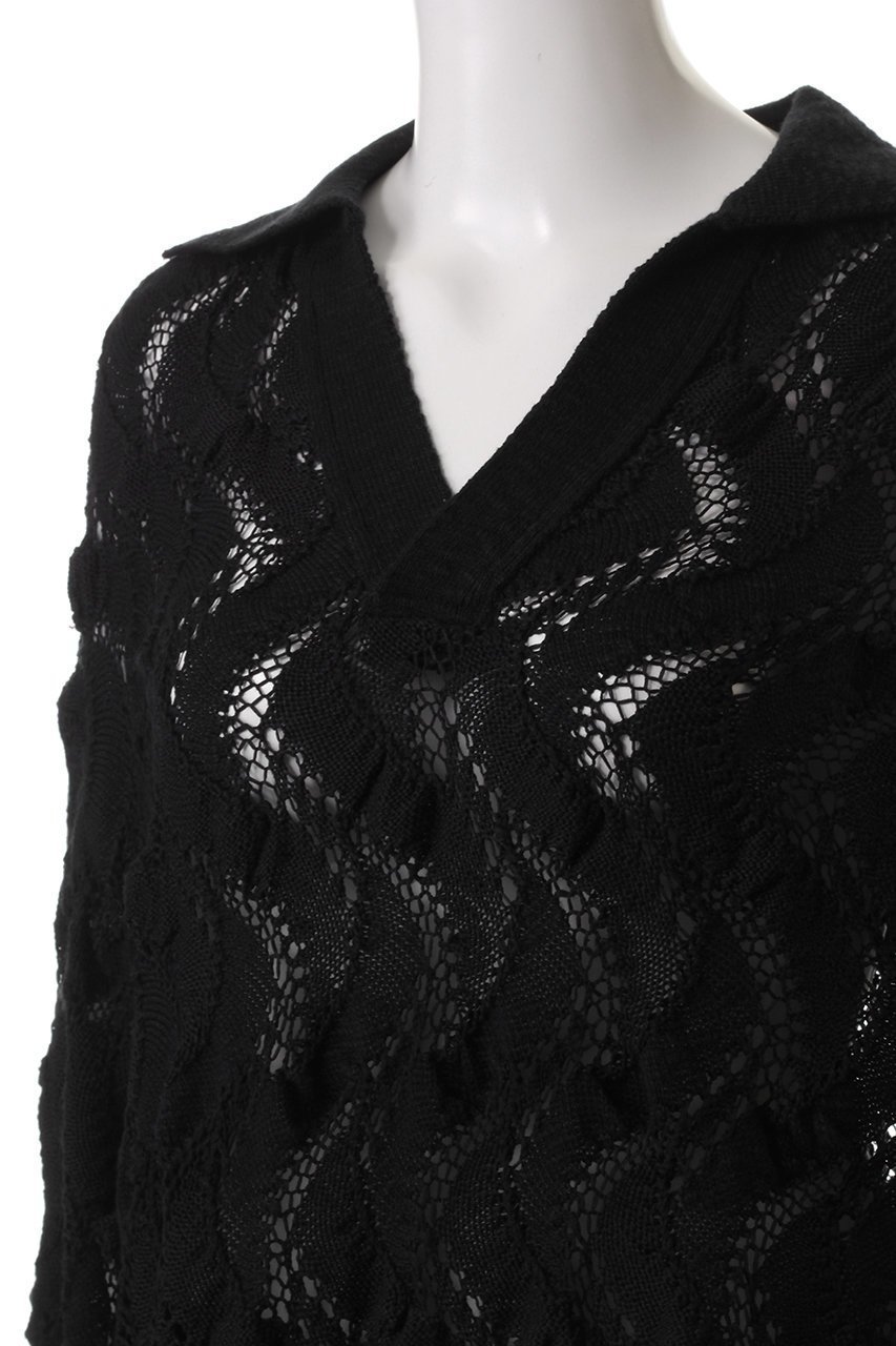 【メゾンスペシャル/MAISON SPECIAL】の【UNISEX】ジグザグ写し柄ポロ衿スキッパーニット 人気、トレンドファッション・服の通販 founy(ファニー) 　ファッション　Fashion　レディースファッション　Fashion for Women　トップス・カットソー　Cut & Sew Tops　ニット　Knit Tops & Sweaters　カジュアルプルオーバー・ニットトップス　Pullovers & Knit Tops / Casual Pullovers　ユニセックス　Unisex, Genderless　クラシック　Classic, Timeless Style　スキッパー　Skipper, Open Collar　デニム　Denim, Jeans Material　リラックス　Relax, Relaxed Fit　エレガント 上品　Elegant　透かし　Cut-Out, Lacework　other-5|ID: prp329100004433098 ipo3291000000036922454