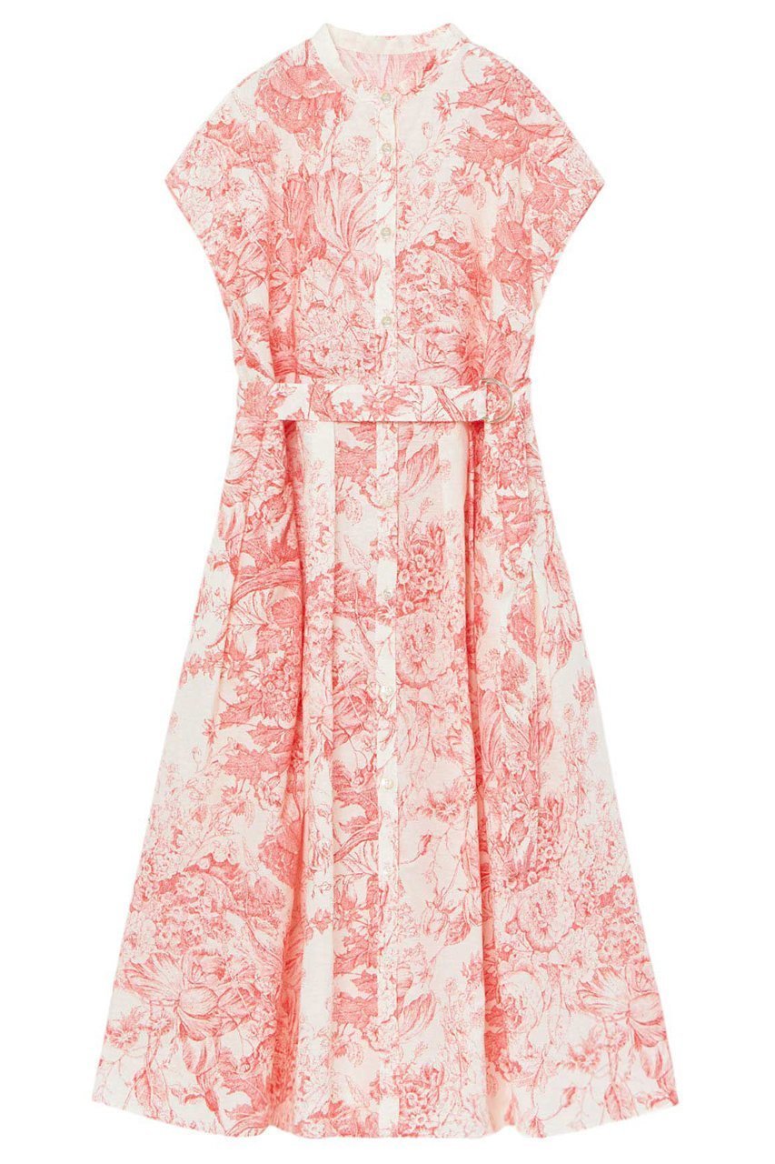 【アナイ/ANAYI】のフラワートワルドジュイプリントシャツ ワンピース インテリア・キッズ・メンズ・レディースファッション・服の通販 founy(ファニー) 　ファッション　Fashion　レディースファッション　Fashion for Women　ワンピース　Dresses　シャツワンピース / 1枚で着映えコーデ　Shirt Dresses　チュニック　Tunic Tops & Dresses　エレガント 上品　Elegant　クラシカル　Classical, Vintage-Inspired　チュニック　Tunic, Long Top　フラワー　Flower, Floral　ブラウジング　Blouson Silhouette, Cinched Waist　プリント　Print, Printed Pattern　ペチコート　Petticoat, Underskirt　モチーフ　Motif, Design Theme　リネン　Linen, Linen Fabric　ロング　Long, Long-Length　ワイド　Wide, Wide Fit　レッド|ID: prp329100004433103 ipo3291000000032864960
