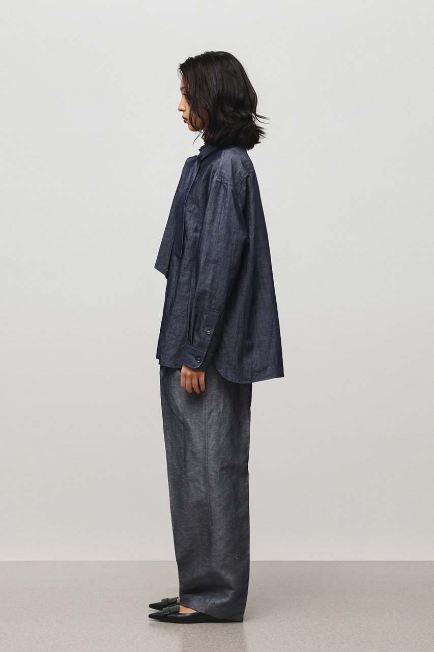 【デパリエ/DEPAREILLE】のデニムボウシャツ 人気、トレンドファッション・服の通販 founy(ファニー) ファッション Fashion レディースファッション Fashion for Women トップス・カットソー Cut & Sew Tops シャツ・ブラウス・オフィスカジュアル Elegant Blouses & Button-Ups スリーブ Sleeve, Long Sleeve / Short Sleeve デニム Denim, Jeans Material フェミニン Feminine, Girly フリル Frill, Ruffle フロント Front, Front Design リラックス Relax, Relaxed Fit ロング Long, Long-Length エレガント 上品 Elegant other-7|ID: prp329100004433116 ipo3291000000032847173