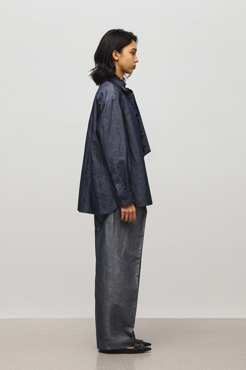 【デパリエ/DEPAREILLE】のデニムボウシャツ 人気、トレンドファッション・服の通販 founy(ファニー) ファッション Fashion レディースファッション Fashion for Women トップス・カットソー Cut & Sew Tops シャツ・ブラウス・オフィスカジュアル Elegant Blouses & Button-Ups スリーブ Sleeve, Long Sleeve / Short Sleeve デニム Denim, Jeans Material フェミニン Feminine, Girly フリル Frill, Ruffle フロント Front, Front Design リラックス Relax, Relaxed Fit ロング Long, Long-Length エレガント 上品 Elegant other-8|ID: prp329100004433116 ipo3291000000032847179