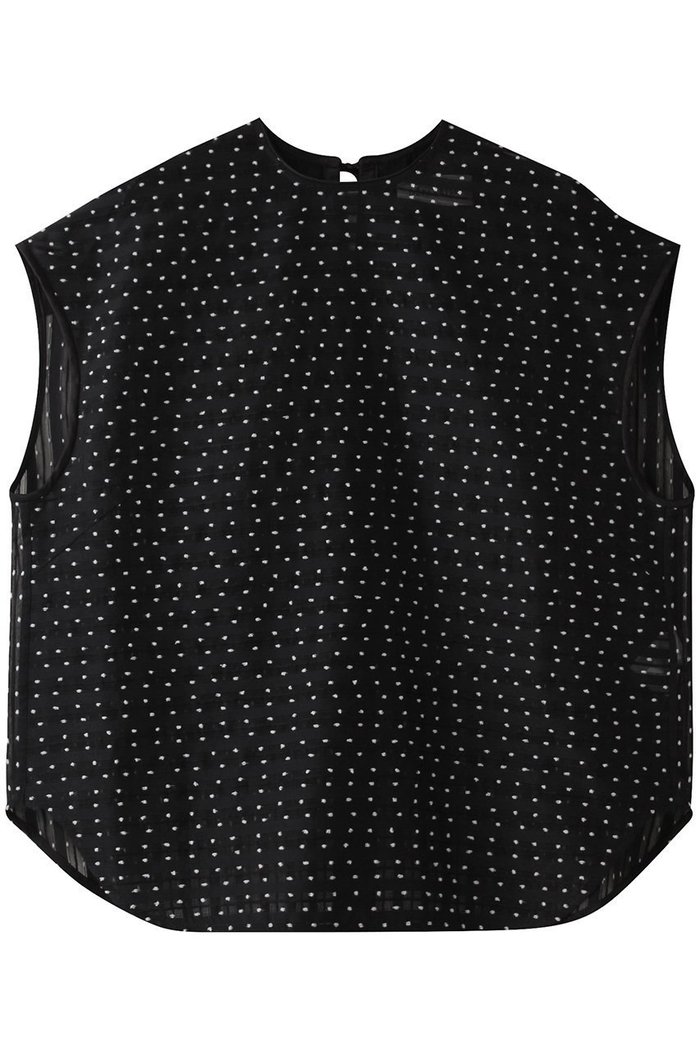 【デパリエ/DEPAREILLE】のドットボーダージャカードブラウス インテリア・キッズ・メンズ・レディースファッション・服の通販 founy(ファニー) https://founy.com/ ファッション Fashion レディースファッション Fashion for Women トップス・カットソー Cut & Sew Tops キャミソール&ノースリーブ Camisoles & Sleeveless Tops シャツ・ブラウス・オフィスカジュアル Elegant Blouses & Button-Ups シアー Sheer, See-Through シンプル Simple, Minimal ジャカード／ジャガード Jacquard, Woven Pattern スリーブ Sleeve, Long Sleeve / Short Sleeve ドット Polka Dot, Dot Pattern ノースリーブ Sleeveless, No-Sleeve フレンチ French, French Style ボーダー Border, Stripe |ID: prp329100004433117 ipo3291000000032853316