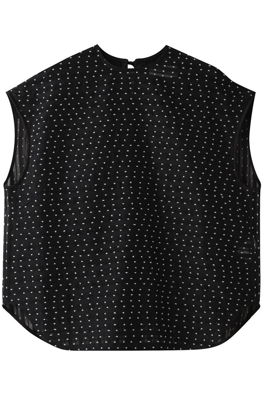 【デパリエ/DEPAREILLE】のドットボーダージャカードブラウス インテリア・キッズ・メンズ・レディースファッション・服の通販 founy(ファニー) 　ファッション　Fashion　レディースファッション　Fashion for Women　トップス・カットソー　Cut & Sew Tops　キャミソール&ノースリーブ　Camisoles & Sleeveless Tops　シャツ・ブラウス・オフィスカジュアル　Elegant Blouses & Button-Ups　シアー　Sheer, See-Through　シンプル　Simple, Minimal　ジャカード／ジャガード　Jacquard, Woven Pattern　スリーブ　Sleeve, Long Sleeve / Short Sleeve　ドット　Polka Dot, Dot Pattern　ノースリーブ　Sleeveless, No-Sleeve　フレンチ　French, French Style　ボーダー　Border, Stripe　ブラック|ID: prp329100004433117 ipo3291000000032853320