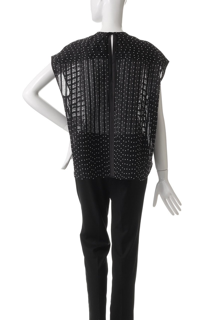 【デパリエ/DEPAREILLE】のドットボーダージャカードブラウス 人気、トレンドファッション・服の通販 founy(ファニー) 　ファッション　Fashion　レディースファッション　Fashion for Women　トップス・カットソー　Cut & Sew Tops　キャミソール&ノースリーブ　Camisoles & Sleeveless Tops　シャツ・ブラウス・オフィスカジュアル　Elegant Blouses & Button-Ups　シアー　Sheer, See-Through　シンプル　Simple, Minimal　ジャカード／ジャガード　Jacquard, Woven Pattern　スリーブ　Sleeve, Long Sleeve / Short Sleeve　ドット　Polka Dot, Dot Pattern　ノースリーブ　Sleeveless, No-Sleeve　フレンチ　French, French Style　ボーダー　Border, Stripe　other-4|ID: prp329100004433117 ipo3291000000032853338