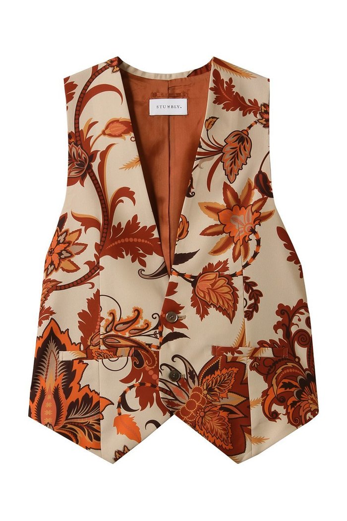 【ヒューエルミュージアム/hueLe Museum】の【STUMBLY】Printed Narrow ilhouette Gilet インテリア・キッズ・メンズ・レディースファッション・服の通販 founy(ファニー) https://founy.com/ ファッション Fashion レディースファッション Fashion for Women アウター Coat / Outerwear Collection レディースジャケット・軽アウター Jackets エレガント 上品 Elegant カッティング Cutting Detail クラシカル Classical, Vintage-Inspired ジャケット Jacket, Outerwear スタイリッシュ Stylish, Fashionable プリント Print, Printed Pattern ベスト Vest, Waistcoat |ID: prp329100004433128 ipo3291000000032967376