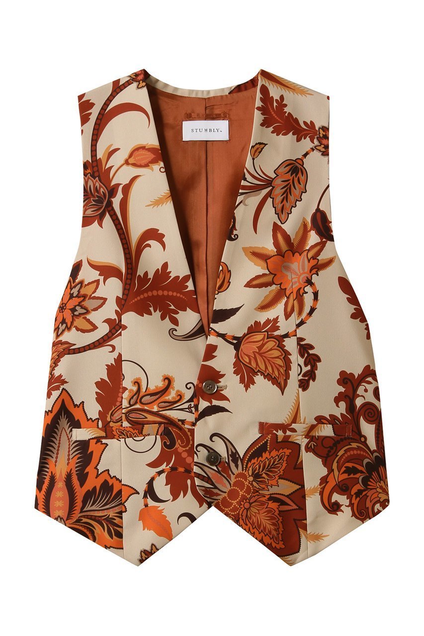 【ヒューエルミュージアム/hueLe Museum】の【STUMBLY】Printed Narrow ilhouette Gilet 人気、トレンドファッション・服の通販 founy(ファニー) 　ファッション　Fashion　レディースファッション　Fashion for Women　アウター　Coat / Outerwear Collection　レディースジャケット・軽アウター　Jackets　エレガント 上品　Elegant　カッティング　Cutting Detail　クラシカル　Classical, Vintage-Inspired　ジャケット　Jacket, Outerwear　スタイリッシュ　Stylish, Fashionable　プリント　Print, Printed Pattern　ベスト　Vest, Waistcoat　 other-1|ID: prp329100004433128 ipo3291000000032967376