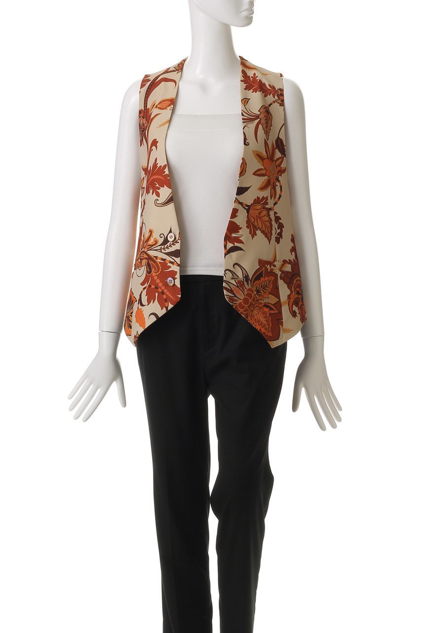 【ヒューエルミュージアム/hueLe Museum】の【STUMBLY】Printed Narrow ilhouette Gilet 人気、トレンドファッション・服の通販 founy(ファニー) 　ファッション　Fashion　レディースファッション　Fashion for Women　アウター　Coat / Outerwear Collection　レディースジャケット・軽アウター　Jackets　エレガント 上品　Elegant　カッティング　Cutting Detail　クラシカル　Classical, Vintage-Inspired　ジャケット　Jacket, Outerwear　スタイリッシュ　Stylish, Fashionable　プリント　Print, Printed Pattern　ベスト　Vest, Waistcoat　other-7|ID: prp329100004433128 ipo3291000000032967391