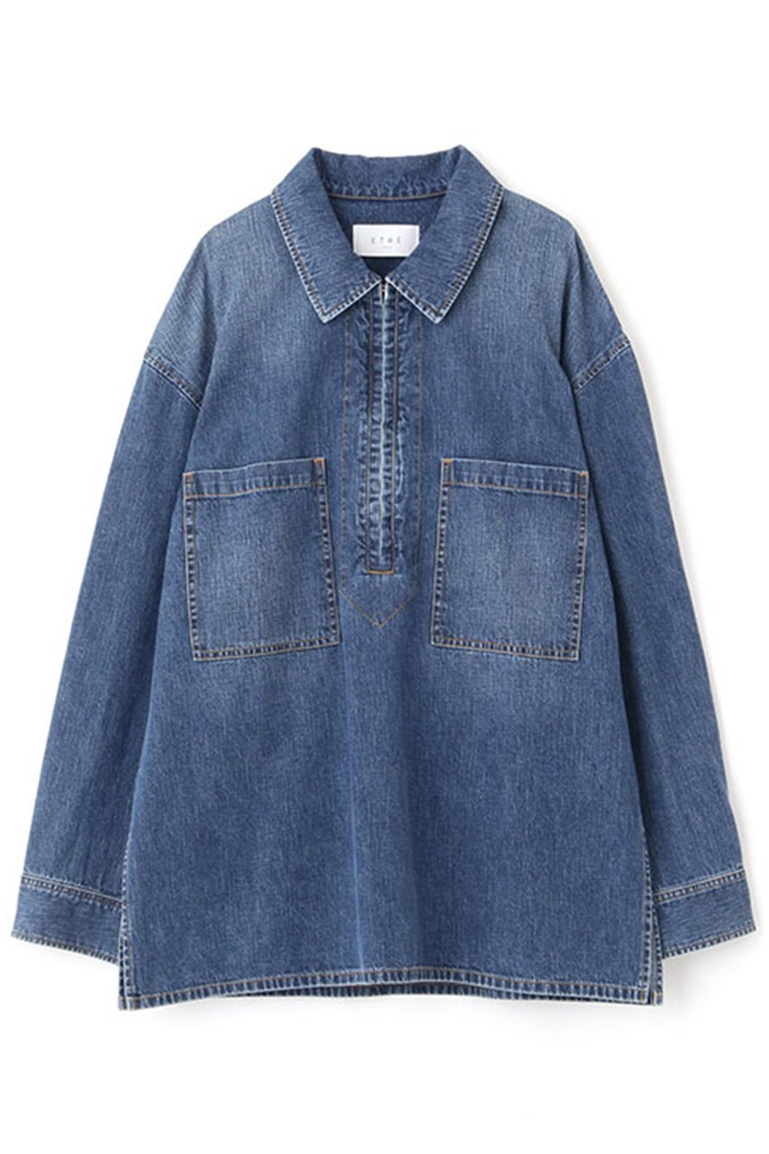 【エトレトウキョウ/ETRE TOKYO】のオープンカラーオーバーサイズデニムシャツ 人気、トレンドファッション・服の通販 founy(ファニー) 　ファッション　Fashion　レディースファッション　WOMEN　トップス・カットソー　Tops/Tshirt　シャツ/ブラウス　Shirts/Blouses　おすすめ　Recommend　インナー　Inner　コンパクト　Compact　ショルダー　Shoulder　スリーブ　Sleeve　デニム　Denim　ドロップ　Drop　フロント　Front　ポケット　Pocket　ロング　Long　other-7|ID: prp329100004434677 ipo3291000000031326510